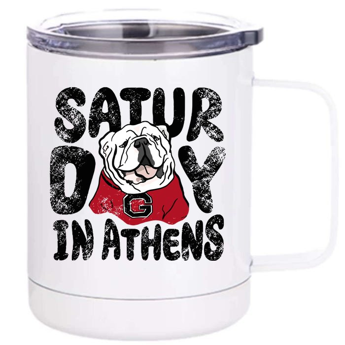 Saturday In Athens Georgia Football Front & Back 12oz Stainless Steel Tumbler Cup