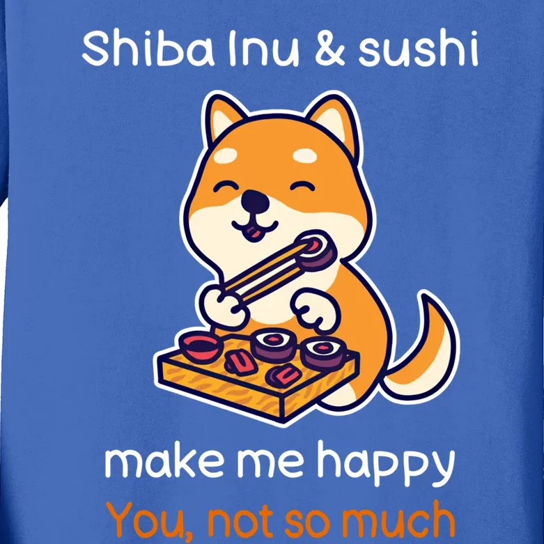 Shiba Inu And Sushi Gift Sarcastic Shiba Lover Sushi Lover Gift Kids Long Sleeve Shirt