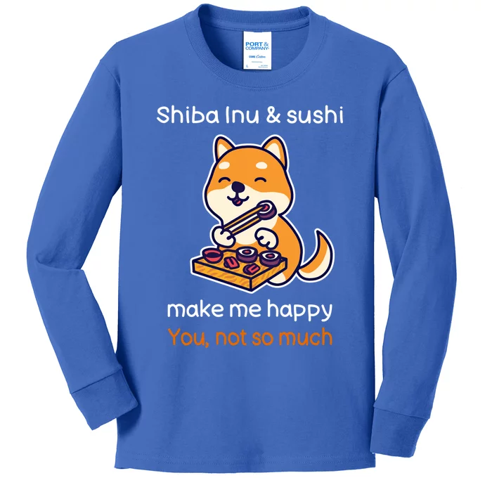 Shiba Inu And Sushi Gift Sarcastic Shiba Lover Sushi Lover Gift Kids Long Sleeve Shirt