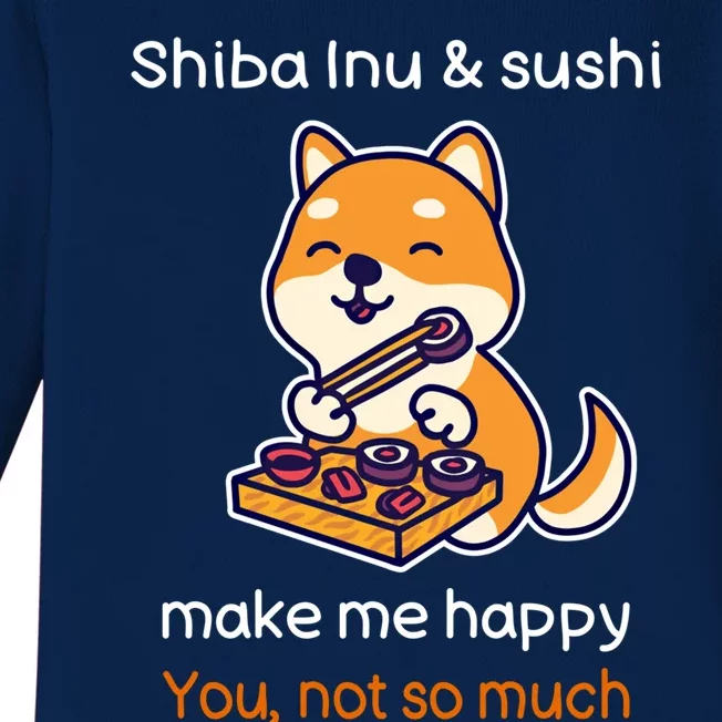 Shiba Inu And Sushi Gift Sarcastic Shiba Lover Sushi Lover Gift Baby Long Sleeve Bodysuit