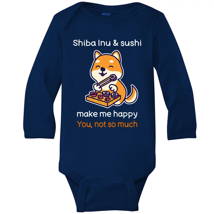 Shiba Inu And Sushi Gift Sarcastic Shiba Lover Sushi Lover Gift Baby Long Sleeve Bodysuit