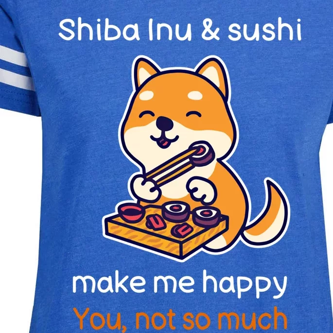 Shiba Inu And Sushi Gift Sarcastic Shiba Lover Sushi Lover Gift Enza Ladies Jersey Football T-Shirt