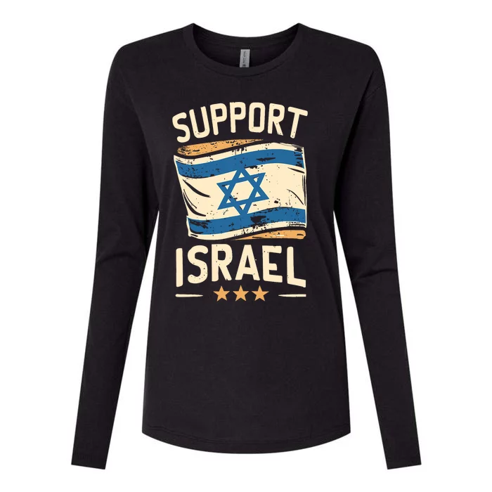 Support Israel And America Stand Together Womens Cotton Relaxed Long Sleeve T-Shirt