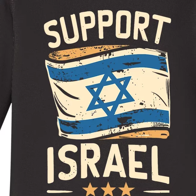 Support Israel And America Stand Together Baby Long Sleeve Bodysuit