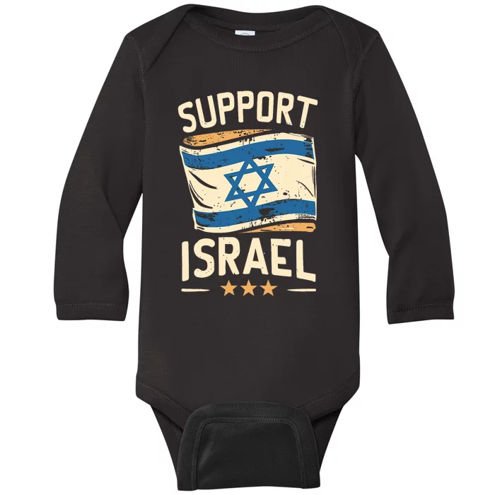 Support Israel And America Stand Together Baby Long Sleeve Bodysuit