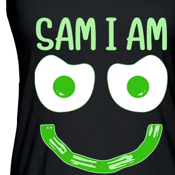 Sam I Am Green Eggs Ham Smile Face Breakfast Lunch Happy Funny Ladies Essential Flowy Tank