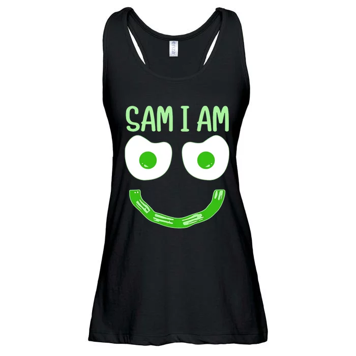 Sam I Am Green Eggs Ham Smile Face Breakfast Lunch Happy Funny Ladies Essential Flowy Tank