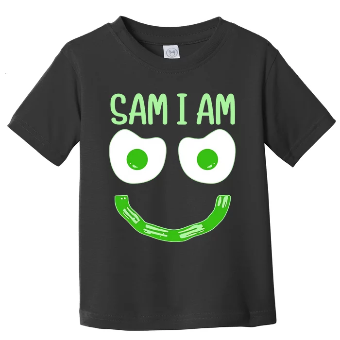 Sam I Am Green Eggs Ham Smile Face Breakfast Lunch Happy Funny Toddler T-Shirt