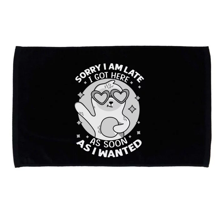 Sorry I Am Late I Got Here As Soon As I Wanted Cute Gift Funny Sloth Gift Microfiber Hand Towel