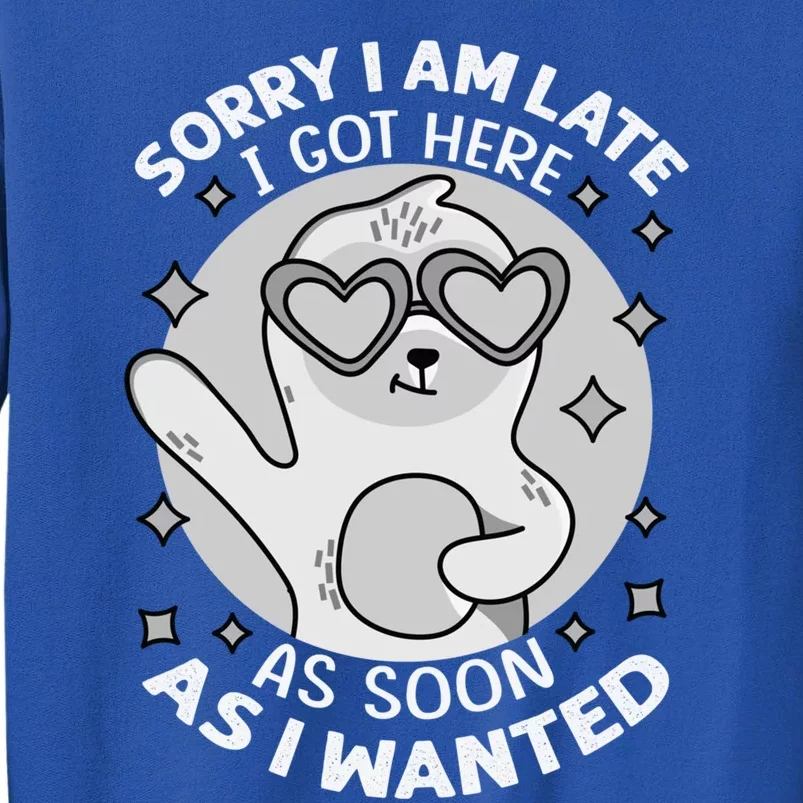 Sorry I Am Late I Got Here As Soon As I Wanted Cute Gift Funny Sloth Gift Tall Sweatshirt