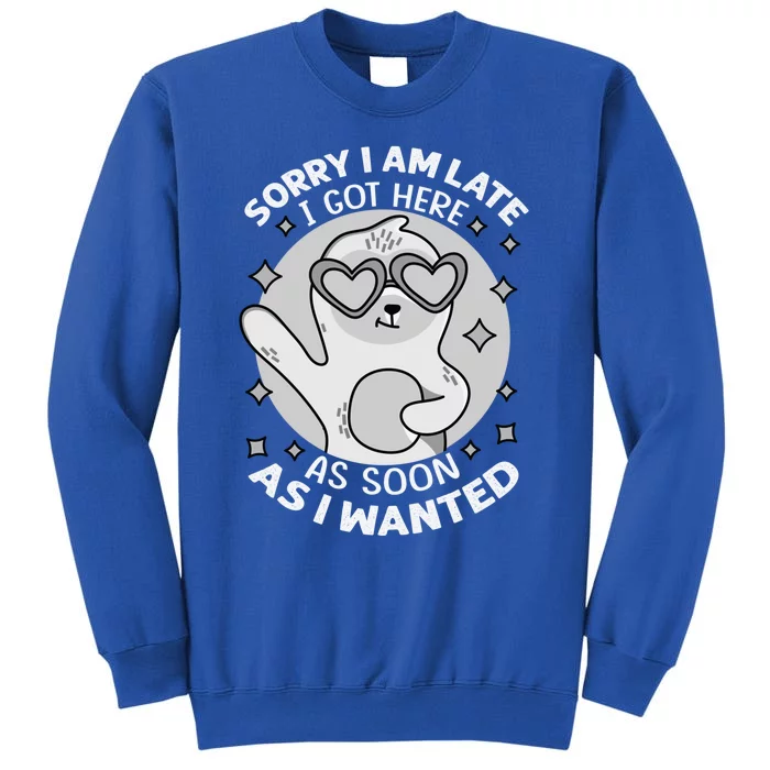 Sorry I Am Late I Got Here As Soon As I Wanted Cute Gift Funny Sloth Gift Tall Sweatshirt