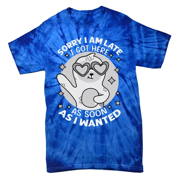 Sorry I Am Late I Got Here As Soon As I Wanted Cute Gift Funny Sloth Gift Tie-Dye T-Shirt