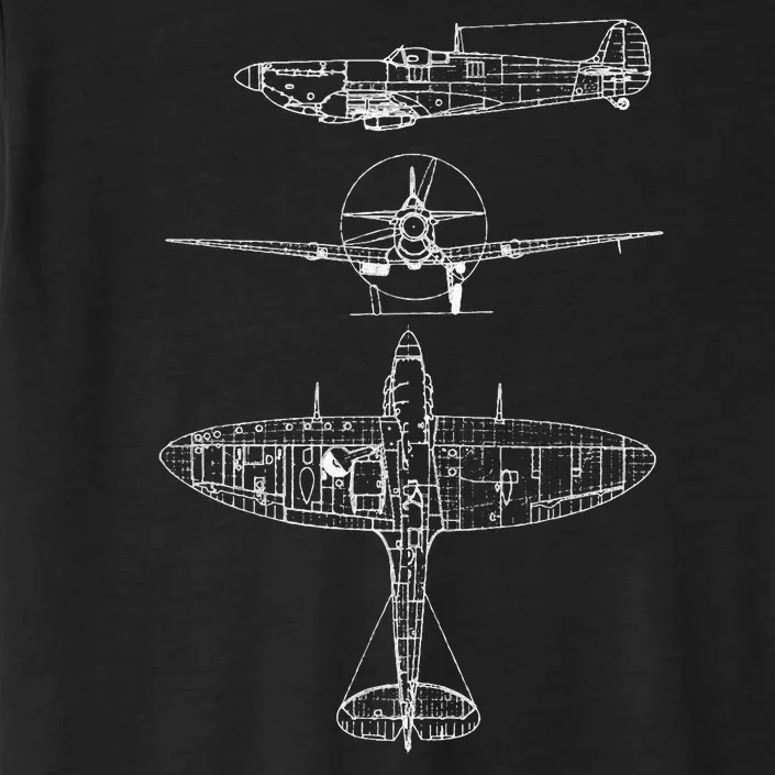 Spitfire Iconic British Airplane Blueprint Design ChromaSoft Performance T-Shirt