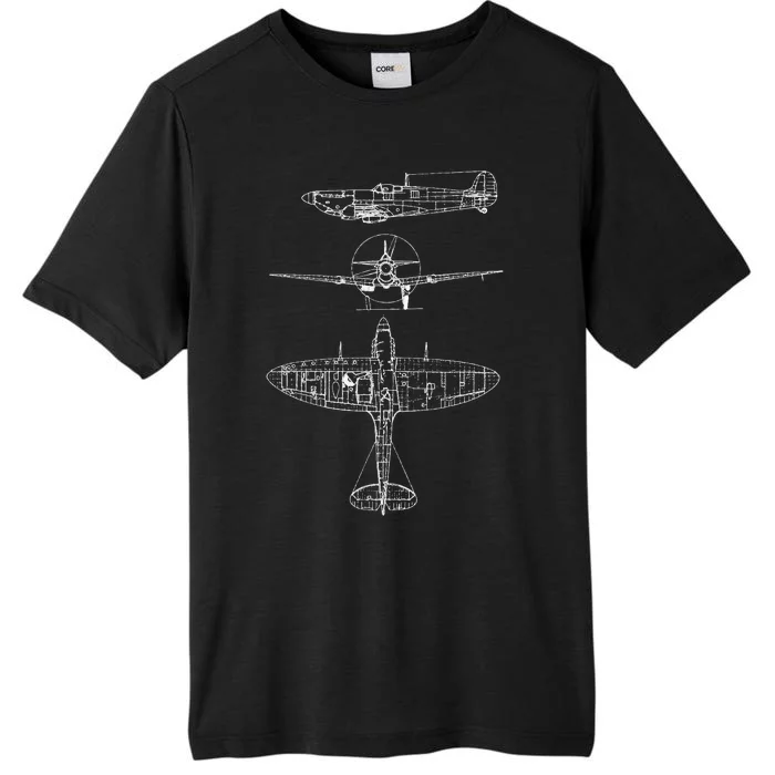 Spitfire Iconic British Airplane Blueprint Design ChromaSoft Performance T-Shirt