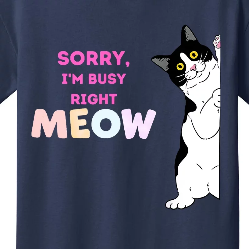 Sorry Im Busy Right MEOW Funny Cats Kids T-Shirt