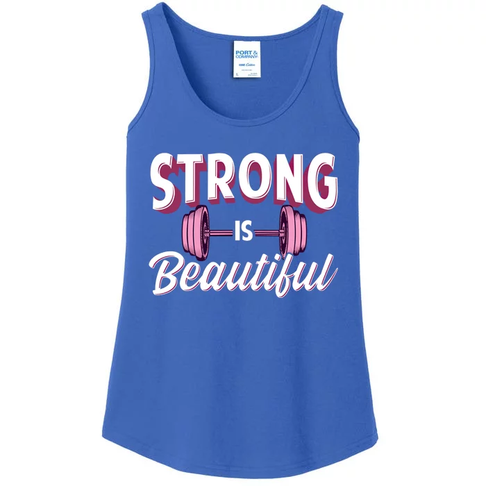 Strong Is Beautiful Pink Barbells Gym Exercise Athlete Gift Ladies Essential Tank