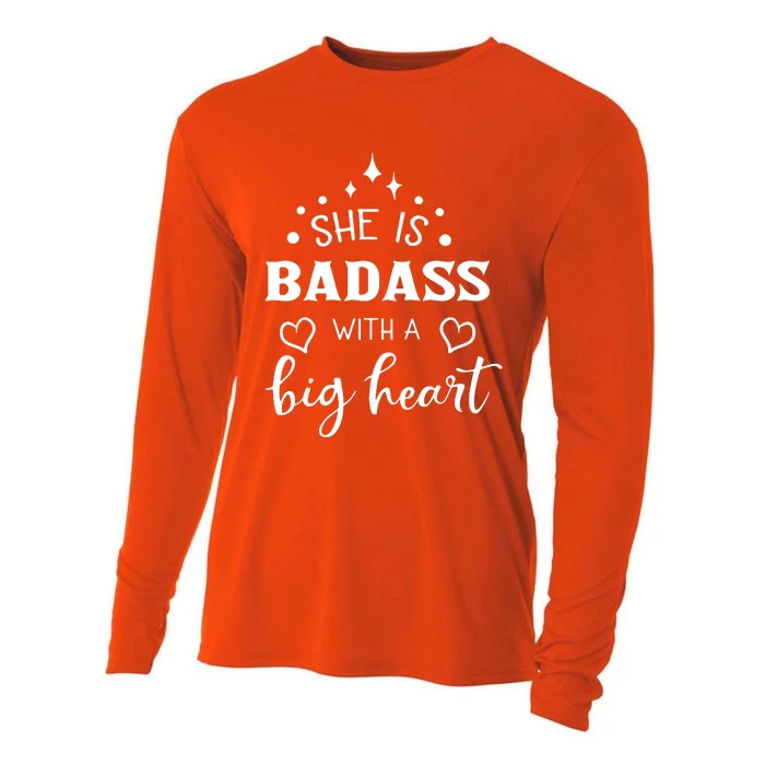 She Is Badass With A Big Heart Cooling Performance Long Sleeve Crew