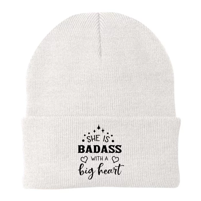 She Is Badass With A Big Heart Knit Cap Winter Beanie