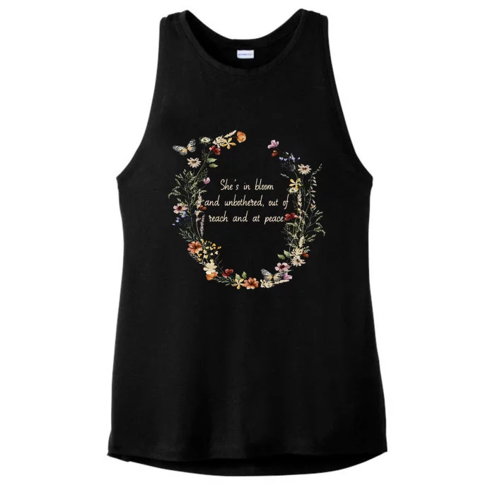 She’S In Bloom And Unbothered Out Of Reach And At Peace Ladies Tri-Blend Wicking Tank