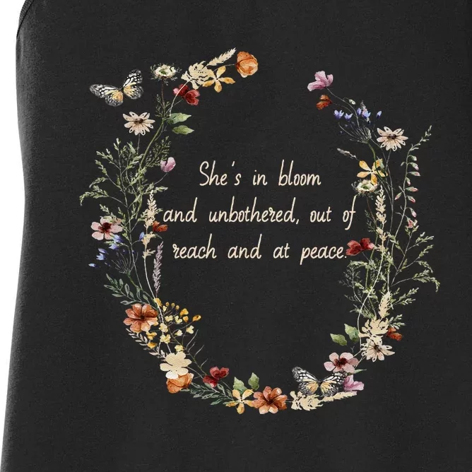 She’S In Bloom And Unbothered Out Of Reach And At Peace Women's Racerback Tank