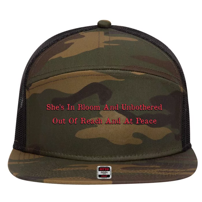 She’S In Bloom And Unbothered Out Of Reach And At Peace 7 Panel Mesh Trucker Snapback Hat