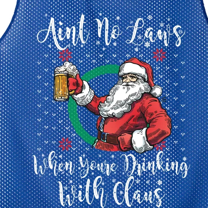 Santa Ing Beer Funny Ugly Christmas Sweater Gift Mesh Reversible Basketball Jersey Tank