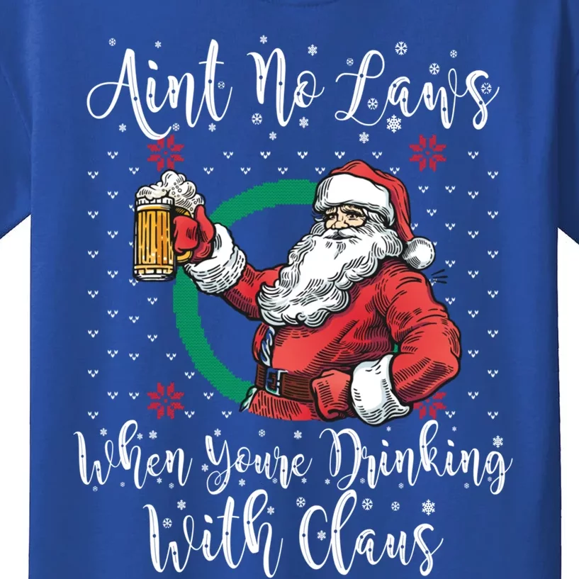 Santa Ing Beer Funny Ugly Christmas Sweater Gift Kids T-Shirt