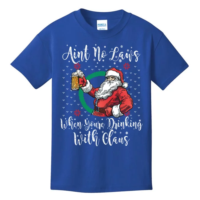 Santa Ing Beer Funny Ugly Christmas Sweater Gift Kids T-Shirt