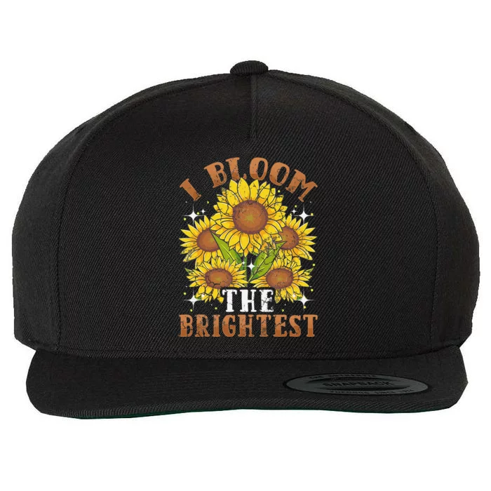 Sunflowers I Bloom The Brightest Quotes Saying Wool Snapback Cap