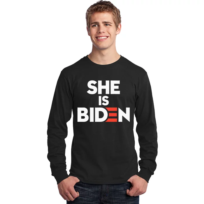 She Is Biden Funny Pro Trump Anti Biden Harris Politics 2024 Long Sleeve Shirt