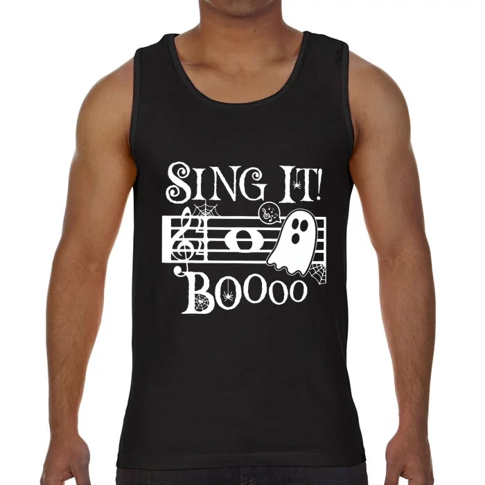 Sing It Boo Halloween Music Teachers Music Notes Ghost Funny Comfort Colors® Tank Top