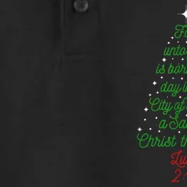 Savior Is Born Bible Verse Christmas Tree Holiday Religious Dry Zone Grid Performance Polo