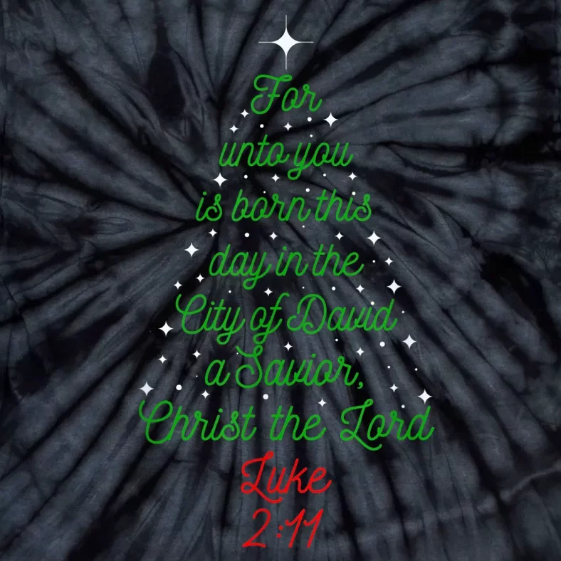 Savior Is Born Bible Verse Christmas Tree Holiday Religious Tie-Dye T-Shirt