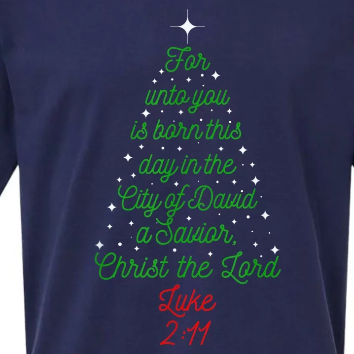 Savior Is Born Bible Verse Christmas Tree Holiday Religious Sueded Cloud Jersey T-Shirt