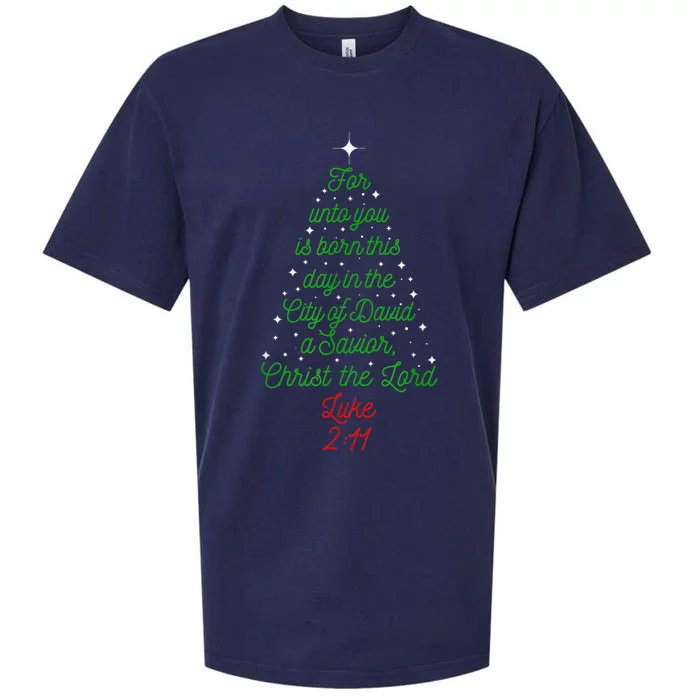 Savior Is Born Bible Verse Christmas Tree Holiday Religious Sueded Cloud Jersey T-Shirt