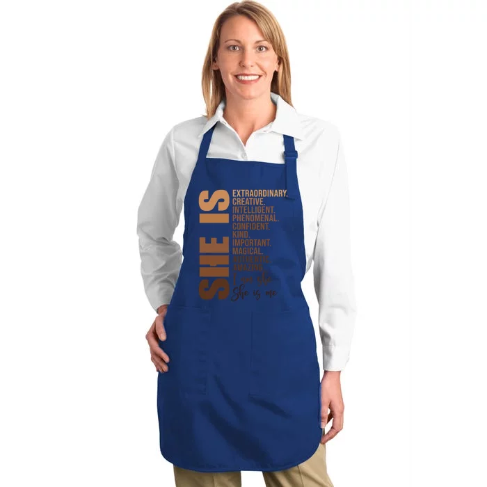 She Is Black History Month Unapologetic African Juneteenth Meaningful Gift Full-Length Apron With Pocket