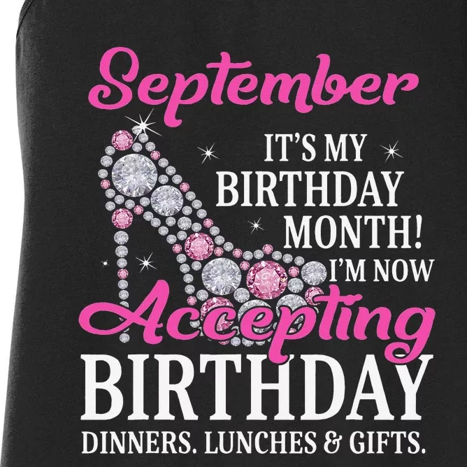 September It's Birthday Month Virgo Libra Zodiac Women's Racerback Tank