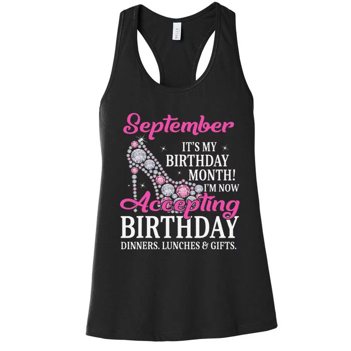 September It's Birthday Month Virgo Libra Zodiac Women's Racerback Tank