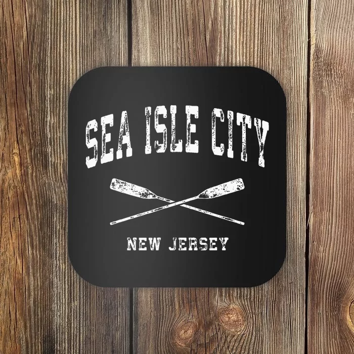 Sea Isle City New Jersey Vintage Nautical Crossed Oars Coaster