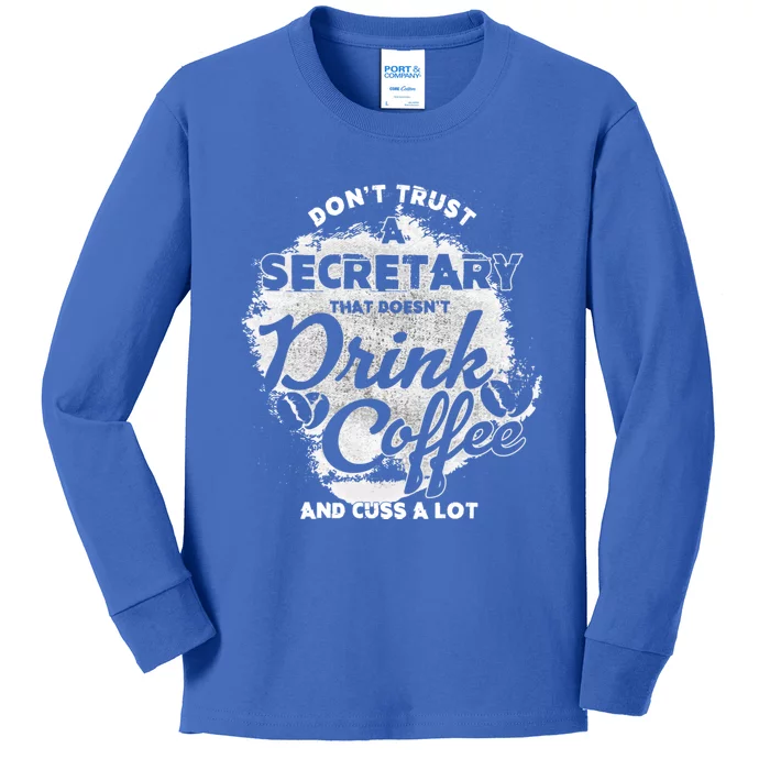 Secretary Ing Coffee Office Humor Administration Boss Funny Gift Kids Long Sleeve Shirt