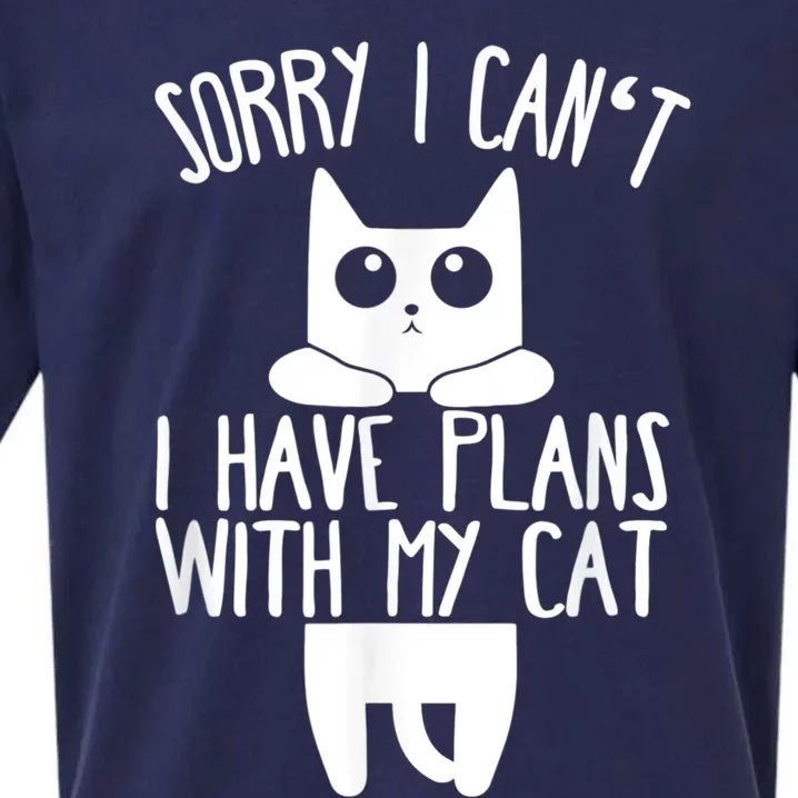 Sorry I Can't I Have Plans With My Cat Gift Sueded Cloud Jersey T-Shirt