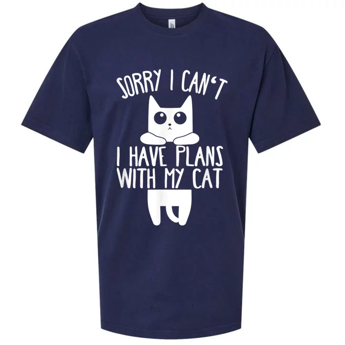 Sorry I Can't I Have Plans With My Cat Gift Sueded Cloud Jersey T-Shirt