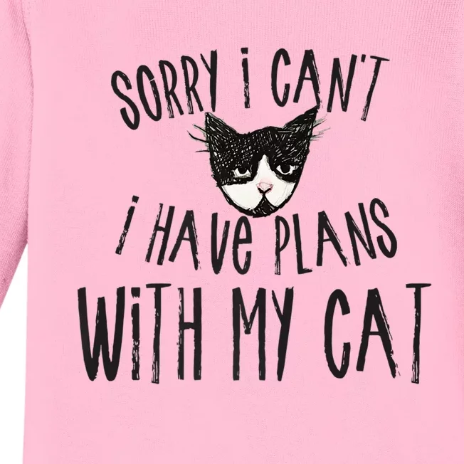 Sorry I Cant I Have Plans With My Cat Gift Baby Long Sleeve Bodysuit