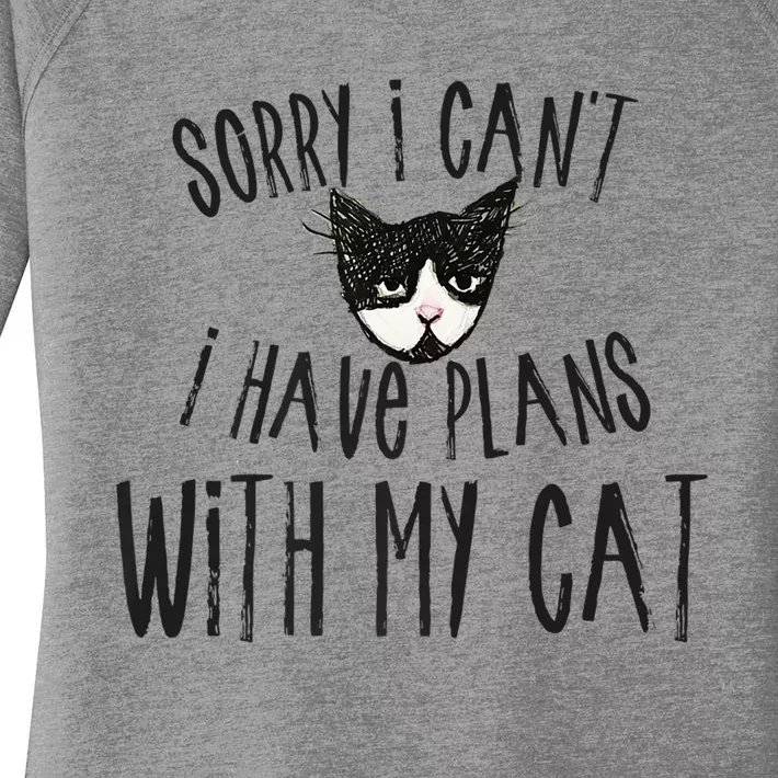 Sorry I Cant I Have Plans With My Cat Gift Women's Perfect Tri Tunic Long Sleeve Shirt