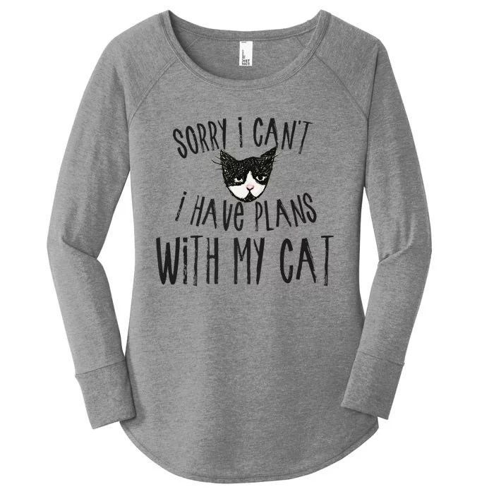 Sorry I Cant I Have Plans With My Cat Gift Women's Perfect Tri Tunic Long Sleeve Shirt