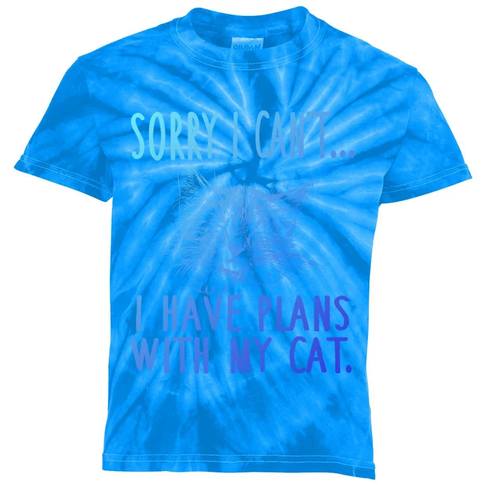 Sorry I CanT I Have Plans With My Cat Cute Cat Gift Kids Tie-Dye T-Shirt