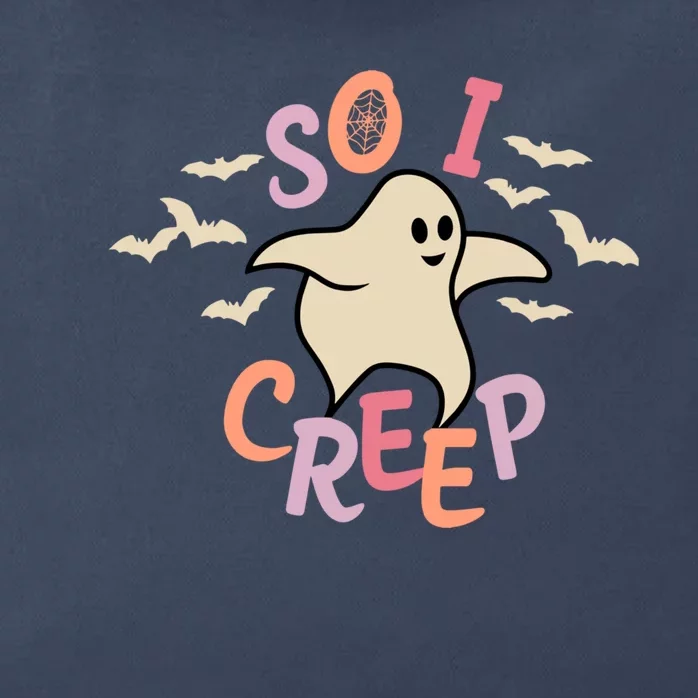 So I Creep Retro Halloween Spooky Vibes Trick Or Treat Ghost Zip Tote Bag