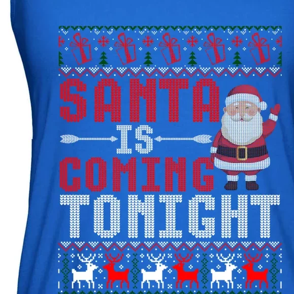 Santa Is Coming Tonight Chrismtas Present Ugly Xmas Sweater Gift Ladies Essential Flowy Tank