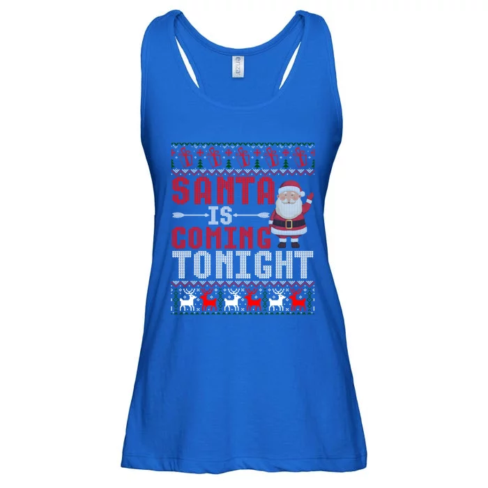 Santa Is Coming Tonight Chrismtas Present Ugly Xmas Sweater Gift Ladies Essential Flowy Tank