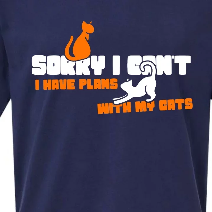 Sorry I CanT I Have Plans With My Cats Sueded Cloud Jersey T-Shirt